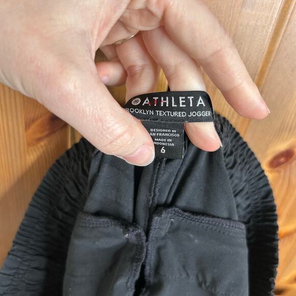Athleta Brooklyn Textured Jogger Pants Women’s 6 Black Athleisure Casual Neutral - Picture 9 of 10